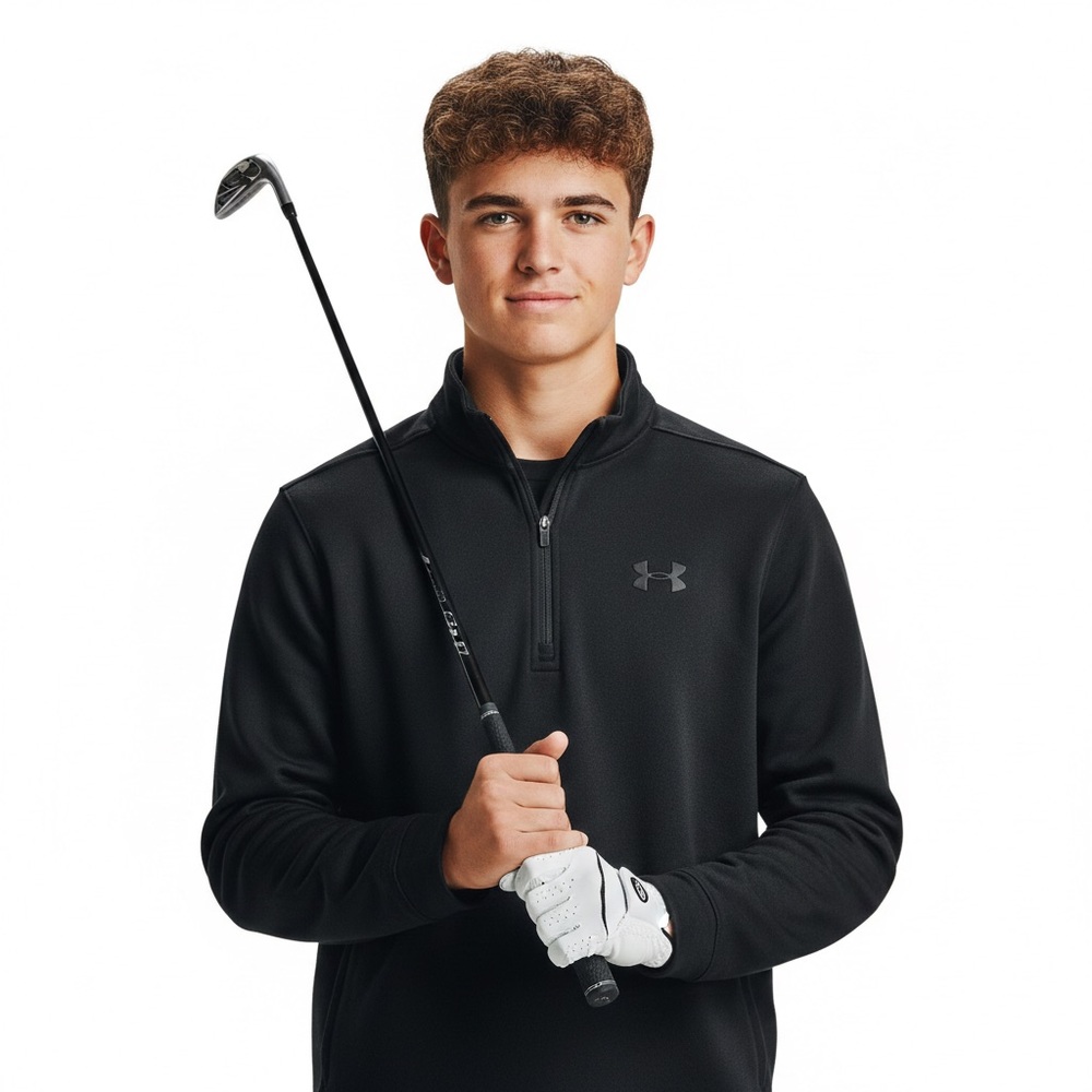 Under Armour Men Small Sporty Black Performance Quarter Zip Top Loose Coldgear